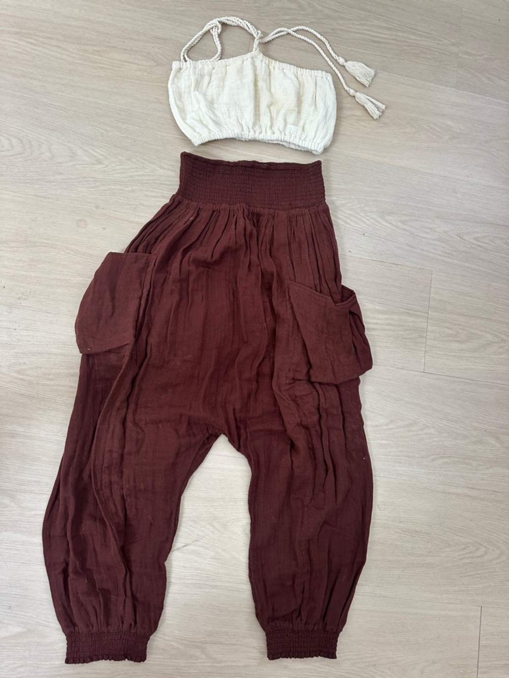 Free People Strapless top & Boho Bottoms